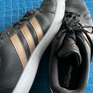 Adidas Black and Gold Sneakers